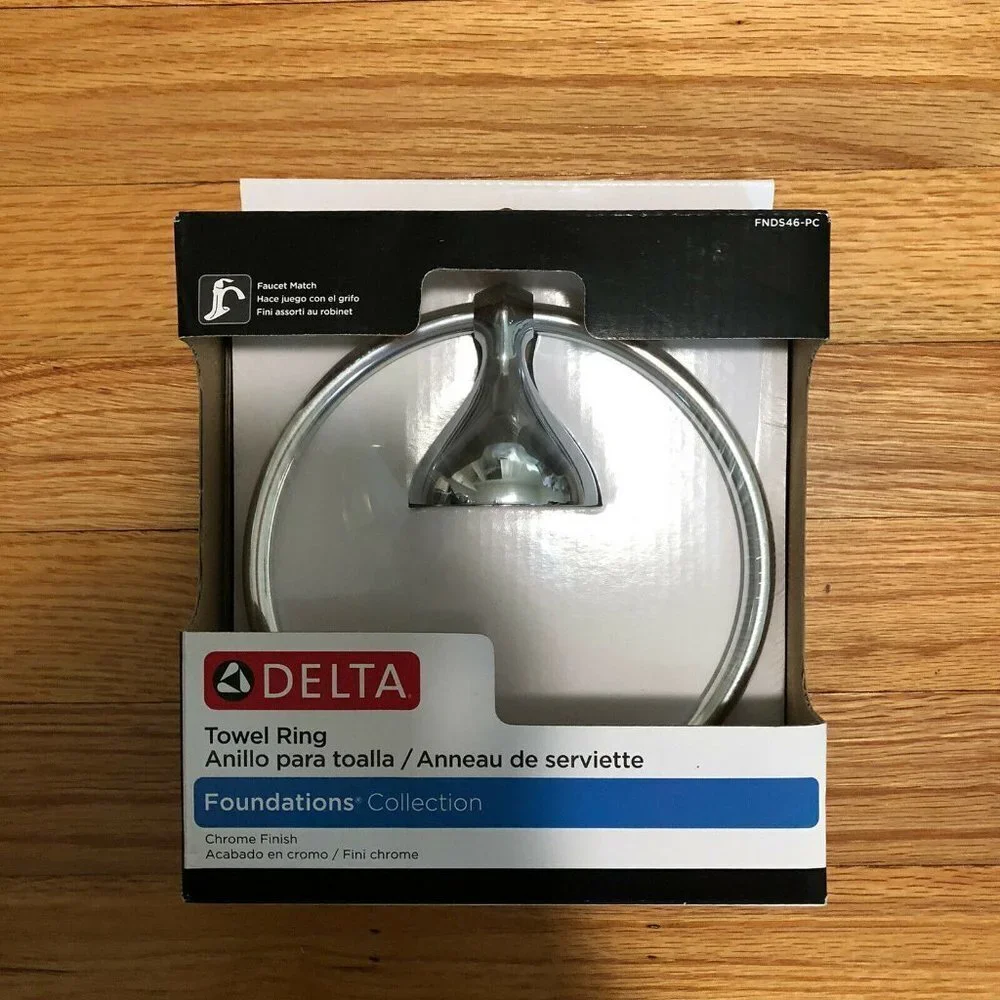 Delta FNDS46-PC Foundations Bath Towel Ring, Chrome Finish